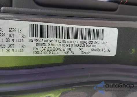 2016 Jeep Grand Cherokee Limited 75Th Anniversary z USA, uszkodzony, nr VIN 1C4RJEBG2GC400193
